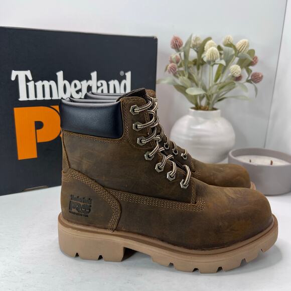 Timberland PRO Sawhorse 6" Composite Safety Toe Boots Brown Men 5.5M NWB - Picture 1 of 10